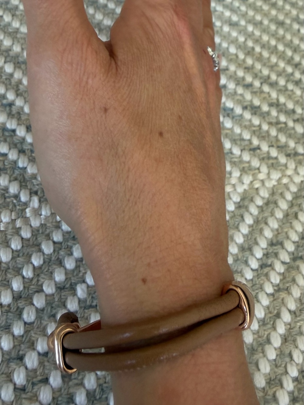Bronze Milor Two Tone Bracelet in Rose Gold & Neutral Double Leather Band CHIC ✨ - Picture 3 of 9